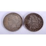 TWO AMERICAN SILVER DOLLARS. (2)