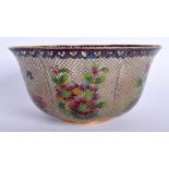 A LARGE EARLY 20TH CENTURY JAPANESE PLIQUE A JOUR ENAMELLED BOWL of scalloped form. 18 cm x 9 cm.