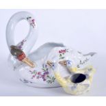 A LATE 19TH CENTURY FRENCH FAIENCE GLAZED SWAN PLANTER by Emile Galle (1846-1940). 22 cm x 22 cm.