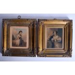 A PAIR OF ANTIQUE FRAMED ENGRAVINGS by H Robinson. Image 12 cm x 12 cm.