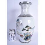 A LARGE CHINESE REPUBLICAN PERIOD FAMILLE ROSE LANDSCAPE VASE. 38 cm high.