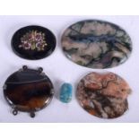 A VINTAGE MOSS AGATE PLAQUE etc. (5)