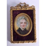 AN ANTIQUE IVORY PORTRAIT MINIATURE Mary Chambers of Waterford. Image 5.25 cm x 5.25 cm.