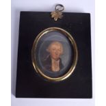 A GEORGE III PORTRAIT MINIATURE John Arrow 1732-1789. Image 6 cm x 7 cm.