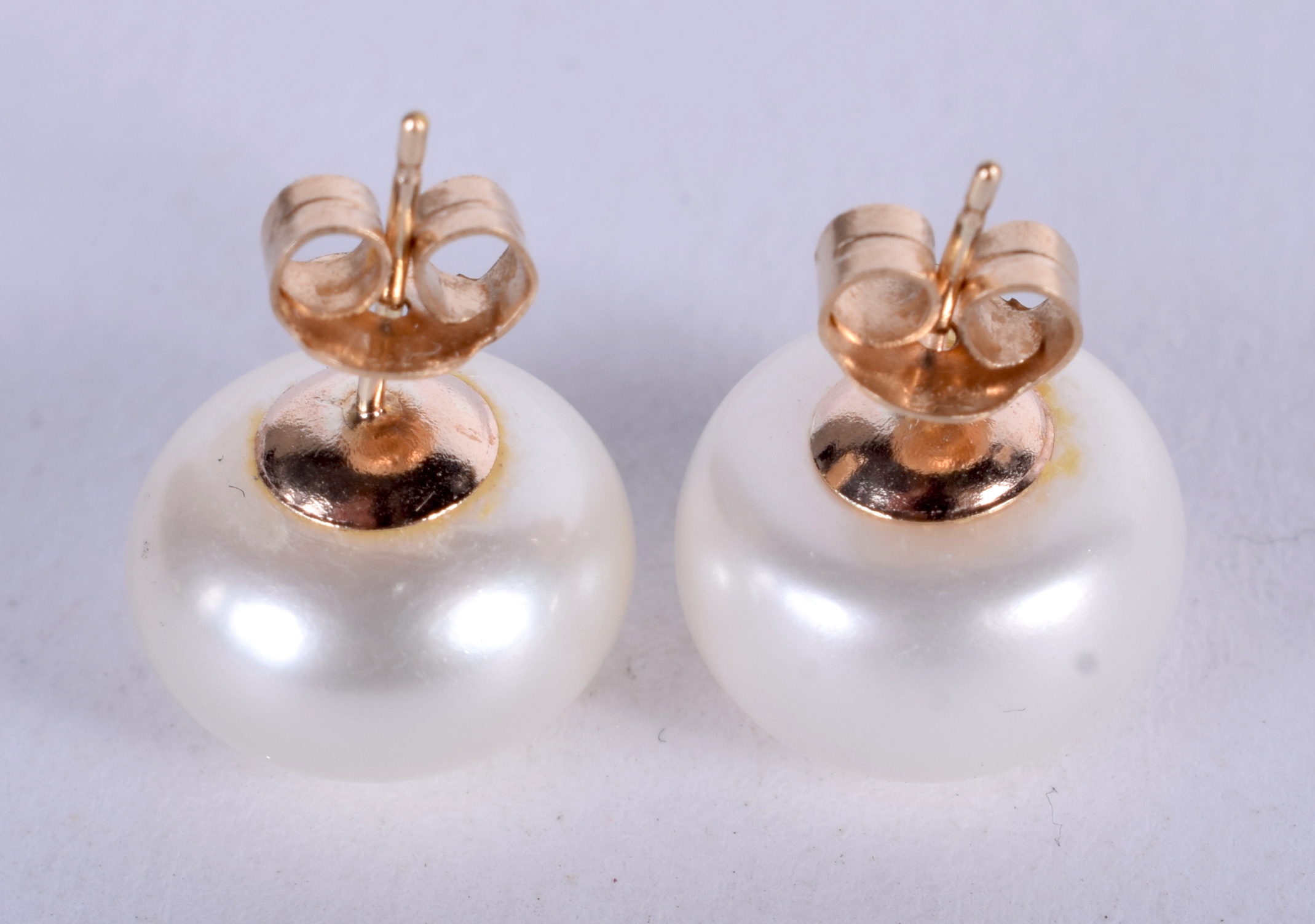 A PAIR GOLD AND PEARL EARRINGS. - Image 2 of 2