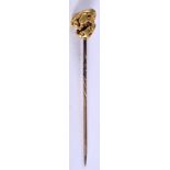 AN ANTIQUE GOLD NUGGET TIE PIN. 4.5 grams. 5.75 cm long.