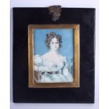 AN EARLY 19TH CENTURY PAINTED IVORY PORTRAIT MINIATURE depicting Lady Barrow, Rosamund Hester. Image