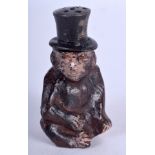 A COLD PAINTED BRONZE MONKEY DESK SANDER. 6 cm high.