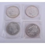 FOUR AMERICAN SILVER EAGLE COINS 1903, 1892, 1889 & 1887. (4)