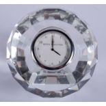 A ROYAL DOULTON CRYSTAL RADIANCE COLLECTION CLOCK. 7 cm wide.