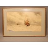 WILLIAM HENRY PEARSON (1849-1923), "A Calais Lugger off Dover", watercolour and pencil, signed and