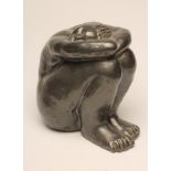 GERARD DUREAUX (French 1940-2014), Sleeping Female Figure, clay sculpture with pewter finish, signed