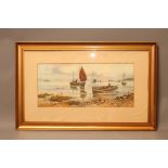 JOSEPH HUGHES CLAYTON (act.1891-1929), Harbour Scene with Fishing Boats, watercolour and pencil