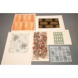 SHEILA BOWNAS (1925-2007), Six various Flat Surface Designs, geometric and floral, one double sided,