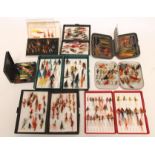 APPROXIMATELY 258 SALMON AND SEATROUT FLIES, contained in one stainless steel and eight plastic