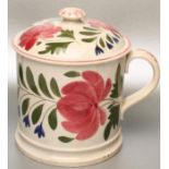 A LARGE PEARLWARE MUG AND COVER, possibly Welsh, early 19th century, of plain cylindrical form,