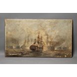 CHARLES JOHN DE LACY (1856-c.1936), A Naval Engagement, oil on canvas, signed and dated 1899(?),