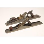 AN A. MATHIESON & SON, GLASGOW IRON JOINTING PLANE with rosewood handle and infill, brass clamp