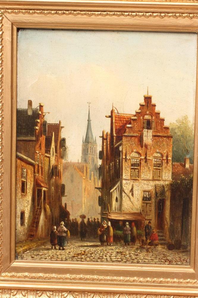 JOHANNES FRANCISCUS SPOHLER (Dutch 1853-1894), Street Scenes with Figures, a pair, oils on panel, - Bild 2 aus 5