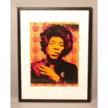 GERED MANKOWITZ (b.1946), Purple Haze Portrait Print of Jimi Hendrix, silkscreen, limited edition