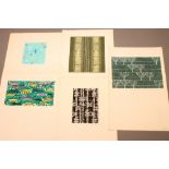 SHEILA BOWNAS (1925-2007), Five various Flat Surface Designs, watercolour and pen, all signed, three