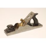 A STEWART SPIERS IRON JOINTING PLANE with rosewood handle and infill, brass clamp and square
