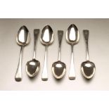 A SET OF SIX GEORGE IV SILVER TABLESPOONS, maker William Shaw, London 1824, in Old English