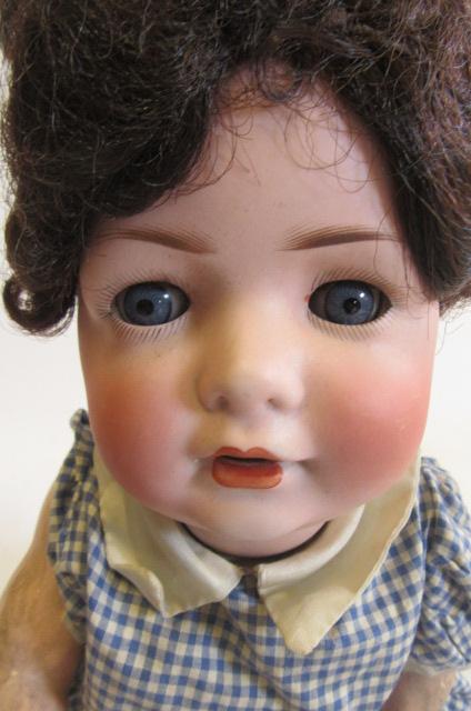 A German "BP" bisque socket head character girl doll, with blue sleeping glass eyes, open mouth - Bild 2 aus 3