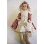 A Simon & Halbig K & R bisque socket head doll, with blue sleeping glass eyes, blonde wig, open