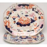 A LARGE MASONS PATENT IRONSTONE CHINA MEAT PLATE, c.1820, of canted oblong form, printed and