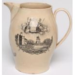 OF ROYAL INTEREST - a Herculaneum drabware jug, 1809, of bellied cylindrical form, printed in