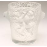 A LALIQUE FROSTED & CLEAR GLASS ICE BUCKET, modern, moulded in high relief with the "Ganymede"
