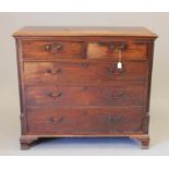A GEORGIAN MAHOGANY CHEST, third quarter 18th century, the moulded edged top over two short and