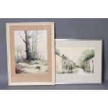 ANDY BEATTIE (Contemporary), "Corner of Sherwood Forrest", watercolour and pen, signed and dated (