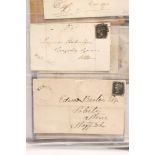 A FINE COLLECTION OF QUEEN VICTORIA POSTAL HISTORY including Penny Black etc. contained in a brown