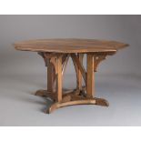 AN OAK REFORMED GOTHIC CENTRE TABLE in the manner of W N Pugin, c.1900, the moulded edged