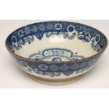OF NELSON INTEREST - a pearlware bowl of plain circular form on a low foot, printed in underglaze