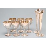 A SET OF SIX BRITANNIA STANDARD SILVER GOBLETS, maker J. Rodgers & Sons Ltd., Sheffield 1978, the