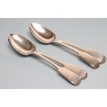 A PAIR OF GEORGE IV SILVER TABLESPOONS, maker's mark possibly JH in script, London 1825, in Fiddle