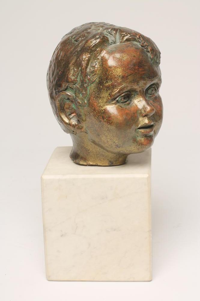 JIM FOTHERINGHAM (1921-2019), Head of a Young Boy, glazed clay sculpture, unsigned, raised on a - Image 2 of 3