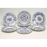 FOUR RIDGWAYS EARTHENWARE "PASSOVER SEDAR" PLATES, 1923, printed in underglaze blue with the Service