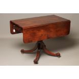 A MAHOGANY PEMBROKE TABLE, early 19th century, the rounded oblong top over frieze drawer with turned