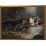 ATTRIBUTED TO GEORGE ARMFIELD (1808-1893), Spaniel and Terriers Playing, oil on canvas, indistinctly