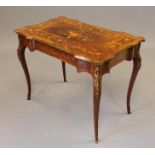 A LOUISE XV STYLE KINGWOOD CENTRE TABLE, of serpentine oblong form with foliate marquetry panels and