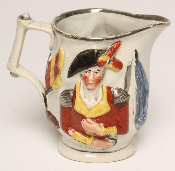 OF MILITARY INTEREST - a pearlware jug, early 19th century, moulded in relief with "Marquis