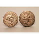 TWO TETRADRACHMS similar to the previous lot, one good VF, reverse off centre, the other VF/good