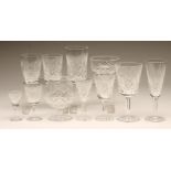 A WATERFORD GLASS TABLE SUITE, modern, in Lismore pattern, comprising eight each hors d'ouevre