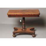 A WILLIAM IV ROSEWOOD FOLDING CARD TABLE of rounded oblong form, the reeded edged swivel top opening