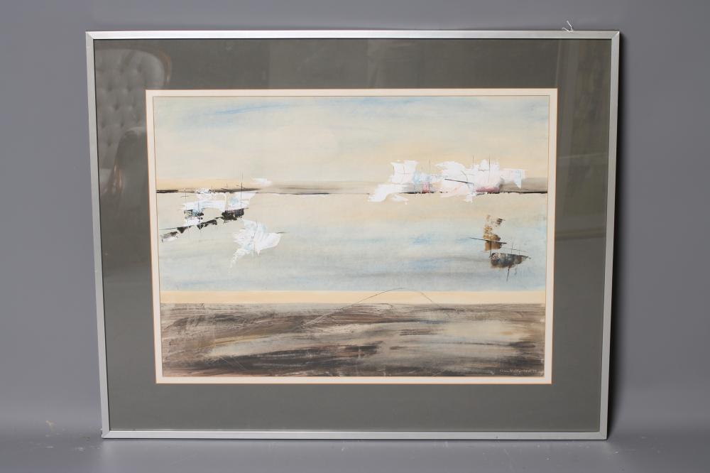 MARIE WALKER LAST (1917-2017), "Marine Mirage", gouache and ink, signed and dated 19(78), Park