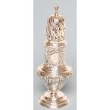 A VICTORIAN LARGE SILVER SUGAR CASTOR, maker Thomas Hayes, London 1872, of vase form, the pierced